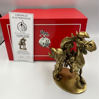 Figurine Pixi Atomax Bronze Lucky Luke et Jolly Jumper riant - secondaire-3