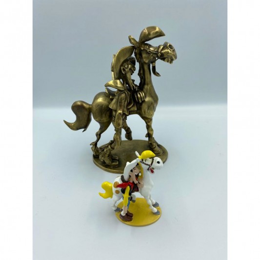 Figurine Pixi Atomax Bronze Lucky Luke et Jolly Jumper riant - secondaire-6