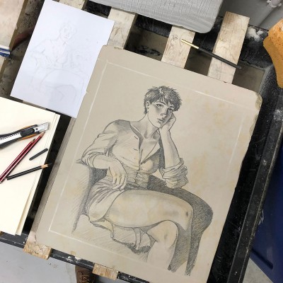 Lithographie André Juillard, le Cahier Bleu, Louise - secondaire-4