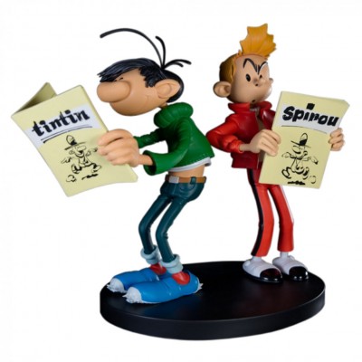 Figurine Maris Jothieu Gaston et Spirou lisent leur journal - secondaire-1