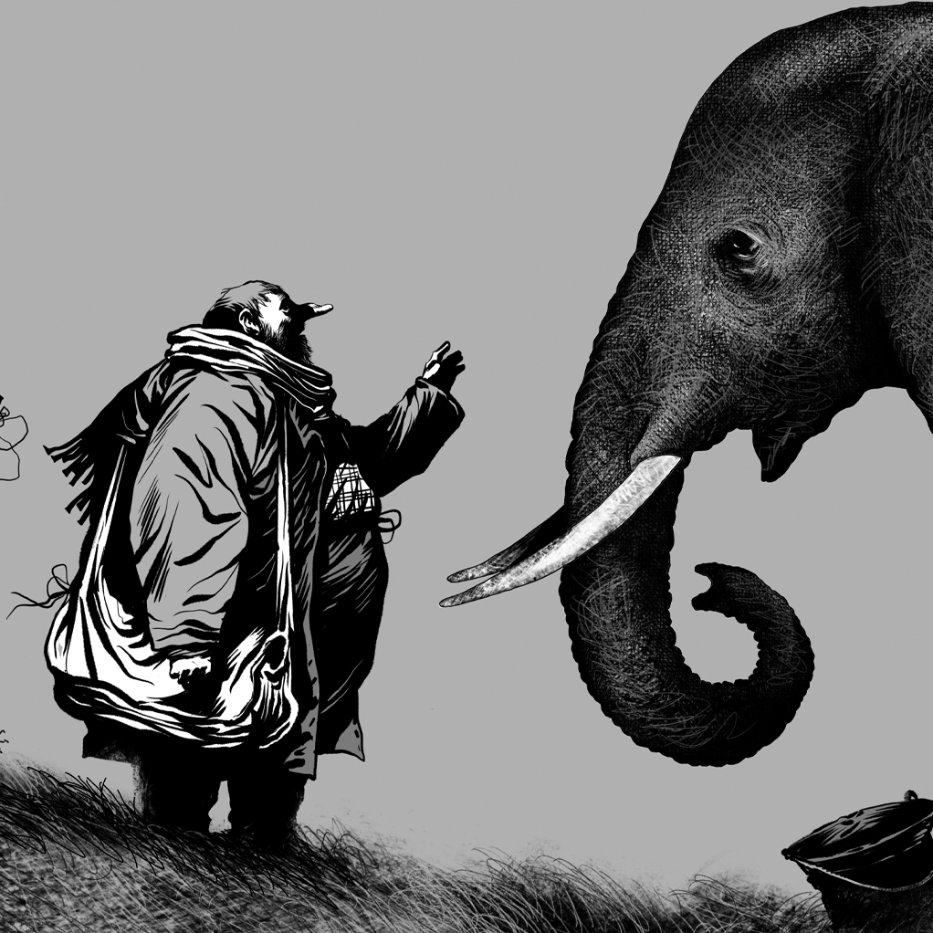 Digigraphie Blast de Manu Larcenet, rencontre avec un éléphant - secondaire-3