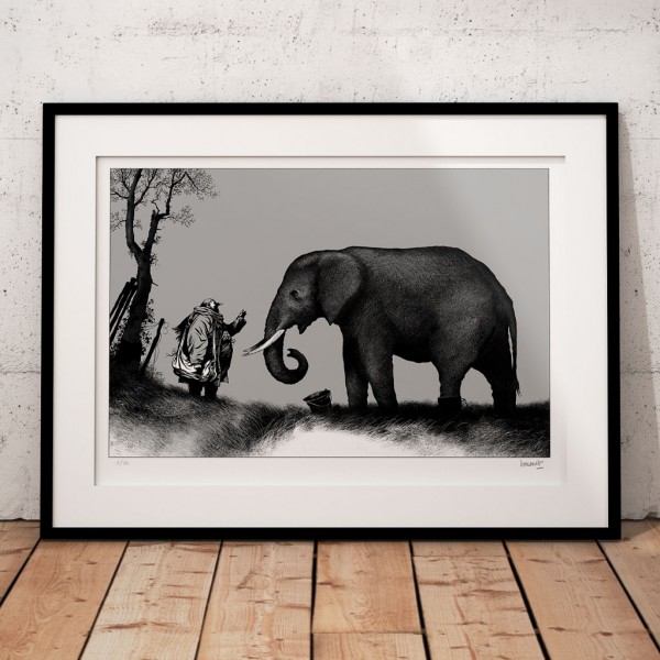 Digigraphie Blast de Manu Larcenet, rencontre avec un éléphant