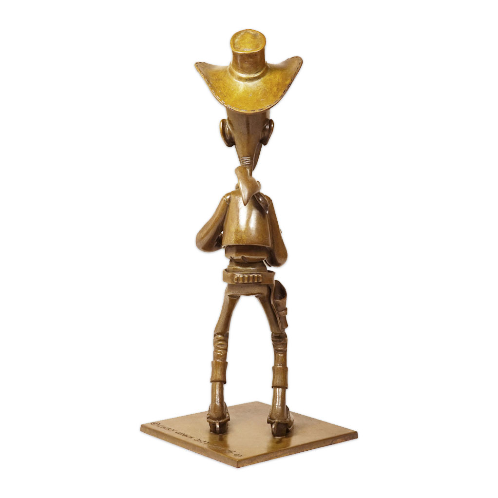 Bronze d'art Lucky Luke tirant plus vite que son ombre - secondaire-2