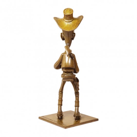 Bronze d'art Lucky Luke tirant plus vite que son ombre - secondaire-2