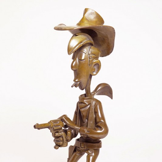 Bronze d'art Lucky Luke tirant plus vite que son ombre - secondaire-6