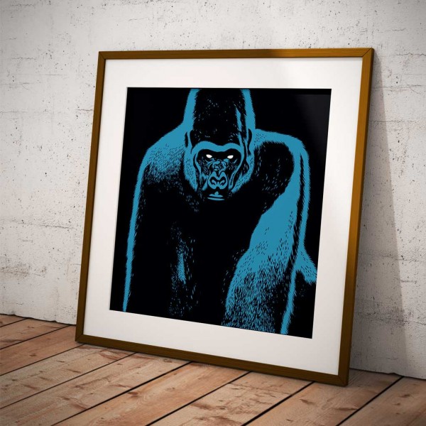 Silk screen print Blue Gorilla de Brüno