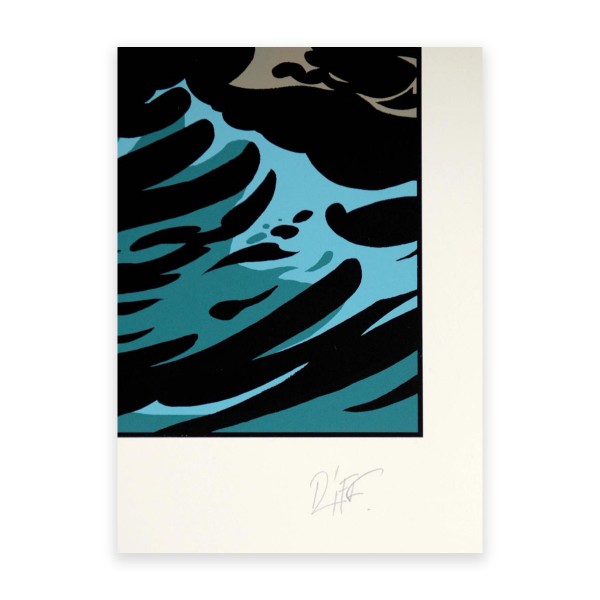 Silk screen print  Riff Reb's, the tempest, blue