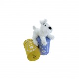Snowy plush, 20 cm with printed (yellow or bue) gift box