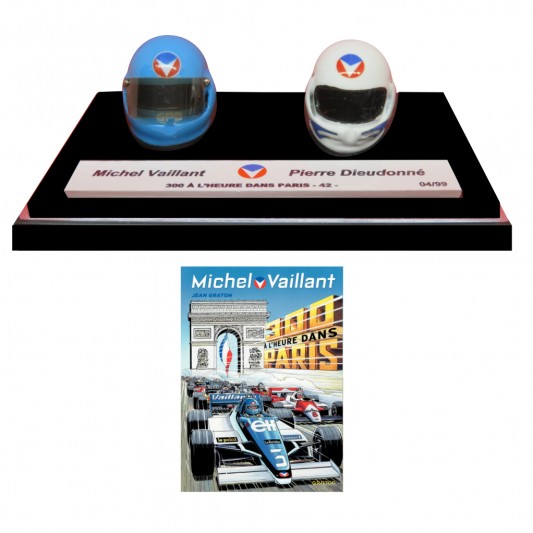 Duo de mini casques Michel Vaillant - Michel Vaillant et Pierre Dieudonne - 300 a l'heure dans Paris - secondaire-1