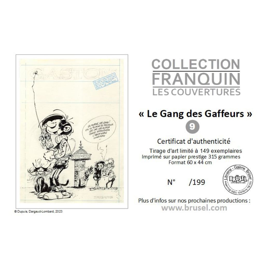 Estampe pigmentaire, étude de couverture Le Gang des Gaffeurs par Franquin - secondaire-2