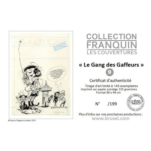 Estampe pigmentaire, étude de couverture Le Gang des Gaffeurs par Franquin
