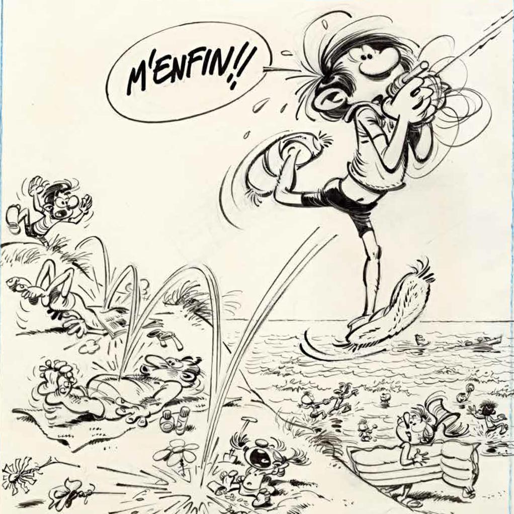 Estampe pigmentaire, étude de couverture Lagaffe nous gâte par Franquin - secondaire-1