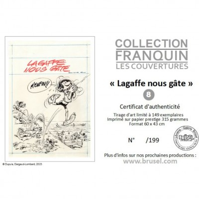 Estampe pigmentaire, étude de couverture Lagaffe nous gâte par Franquin - secondaire-2