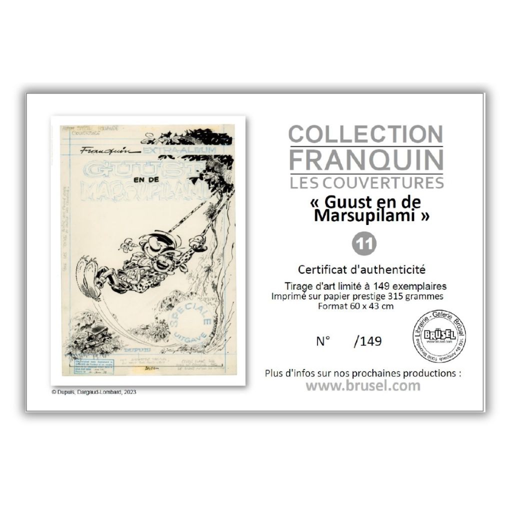 Estampe pigmentaire, Guust en de Marsupilami par Franquin, NL - secondaire-1