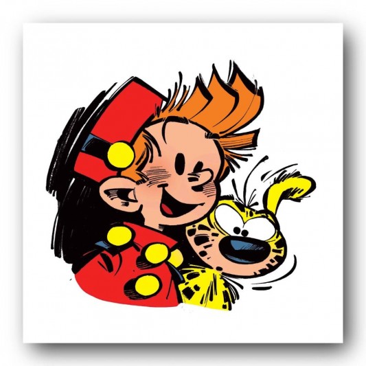 Tableau Spirou - Spirou et le Marsupilami - 60 x 60 cm - Caisse américaine noire - secondaire-1