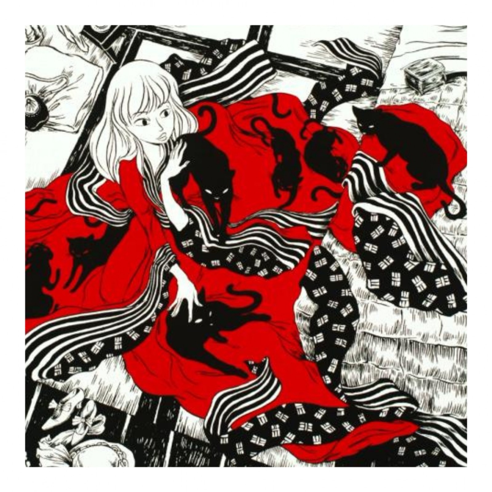 Serigraphy Nancy Pena, The Cat and the Kimono - Silkscreen print