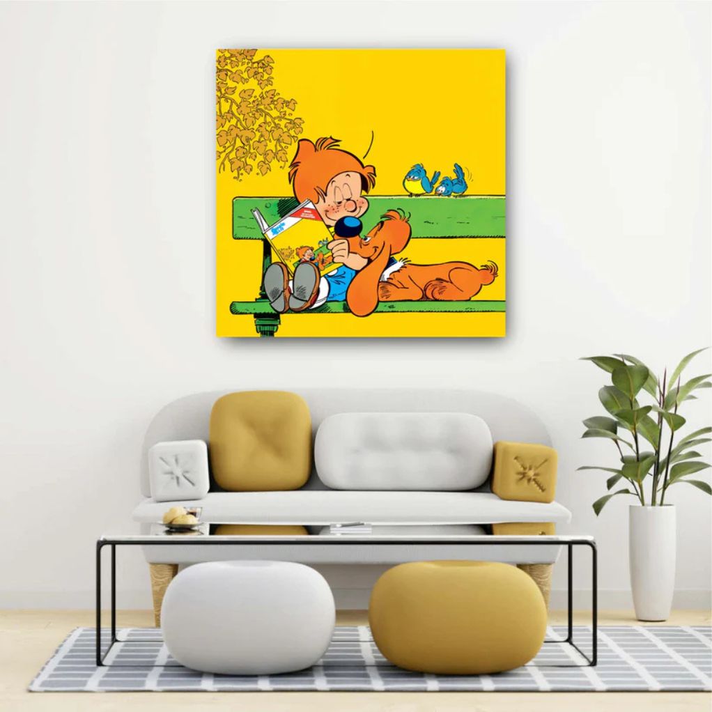 Tableau Boule et Bill 4 - La lecture 80x80 cm - secondaire-8