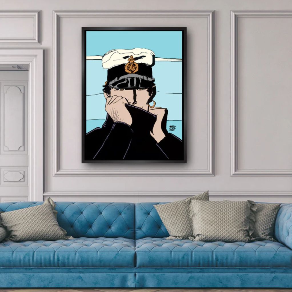 Tableau Corto Maltese 6 - Portrait bleu ciel Hugo Pratt - secondaire-1