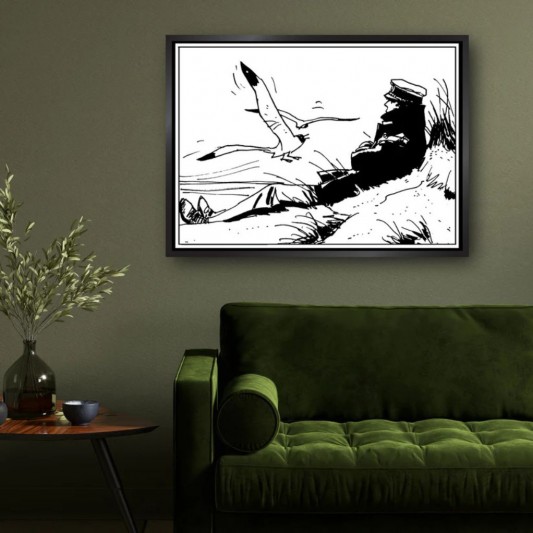 Tableau Corto Maltese 7 - Les dunes noir et blanc 70x50 cm - secondaire-1