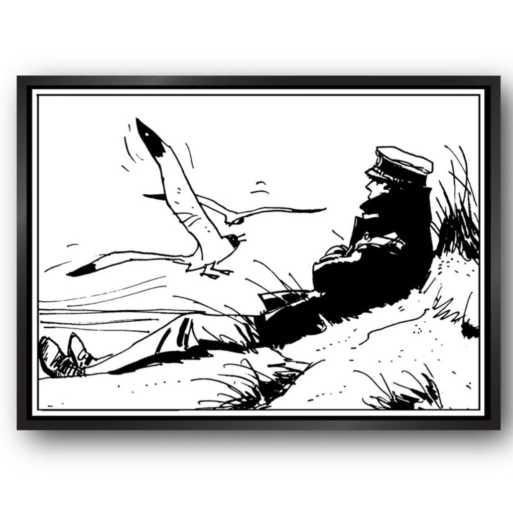 Tableau Corto Maltese 7 - Les dunes noir et blanc 70x50 cm - secondaire-2