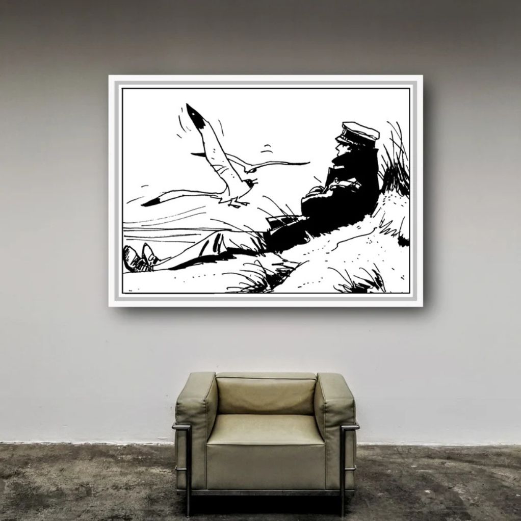 Tableau Corto Maltese 7 - Les dunes noir et blanc 70x50 cm - secondaire-6