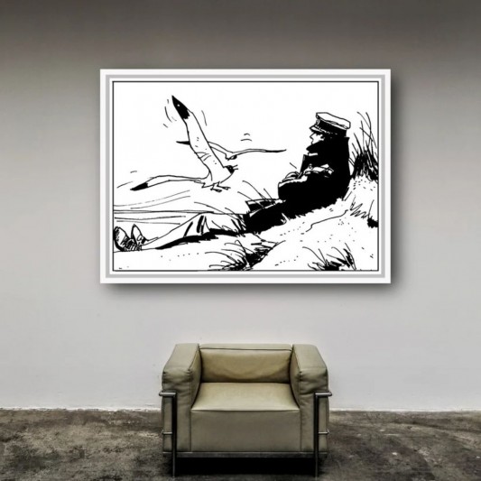 Tableau Corto Maltese 7 - Les dunes noir et blanc 70x50 cm - secondaire-6