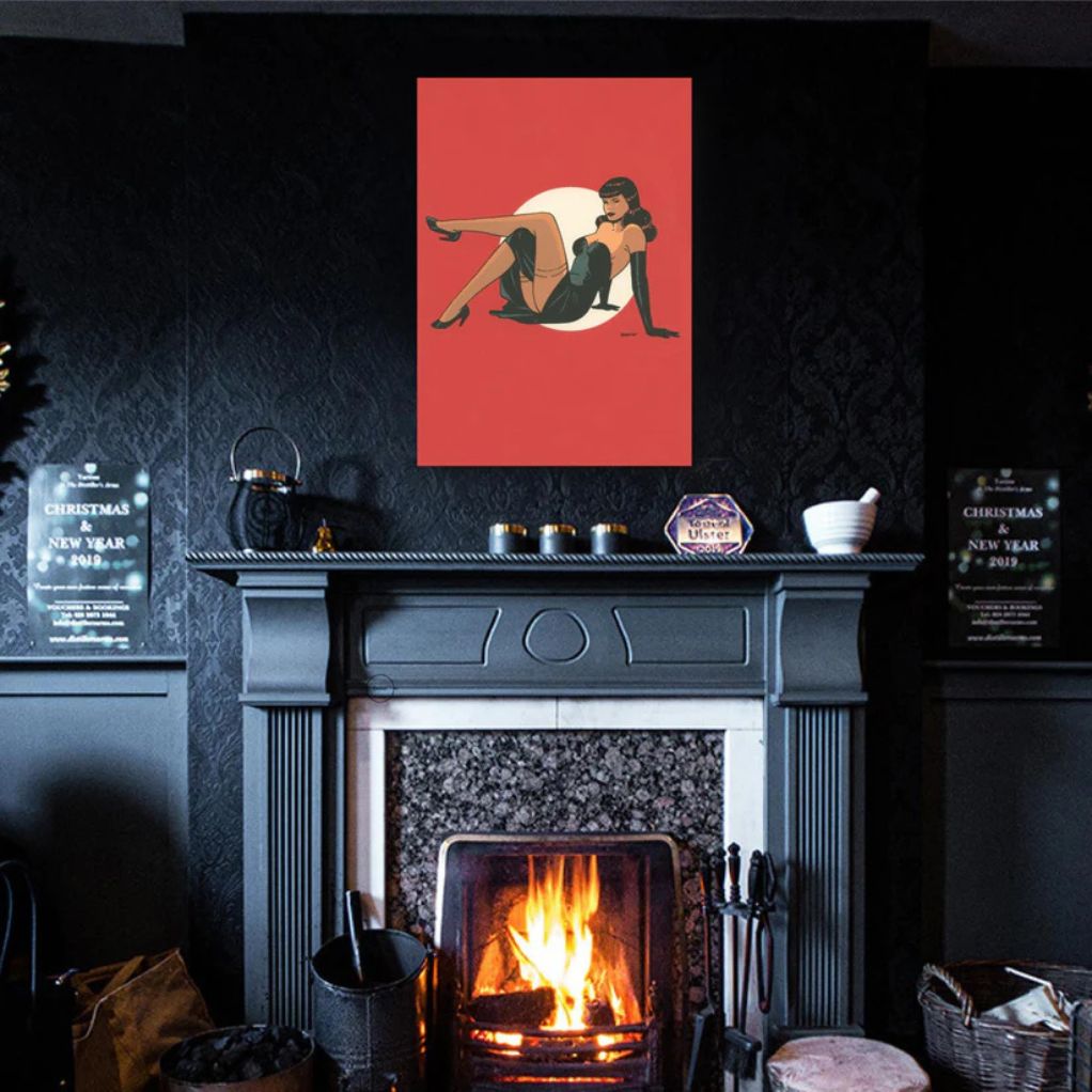 Tableau Pin up 7 - Fond rouge 50x70 cm - secondaire-2