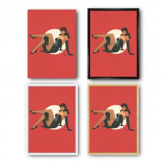 Tableau Pin up 7 - Fond rouge 50x70 cm - secondaire-5