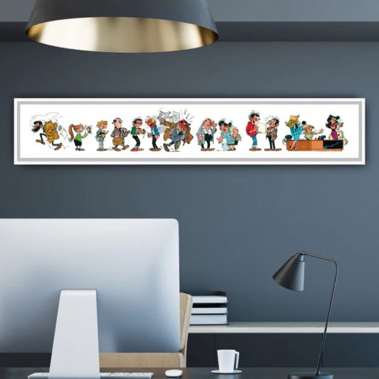 Tableau Gaston Lagaffe 11 - Les personnages de Gaston 150x23 cm - secondaire-1