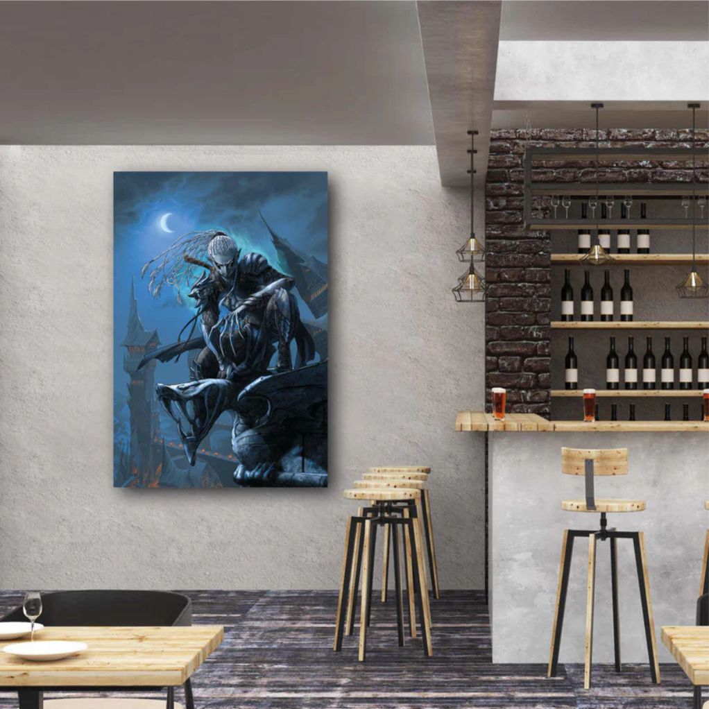 Tableau Le monde d'Aquilon 1 - Gaw'yn l'elfe noir 70x100 cm - secondaire-1