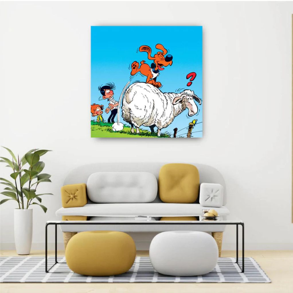Tableau Boule et Bill 2 - Saute-mouton 80x80 cm - secondaire-4