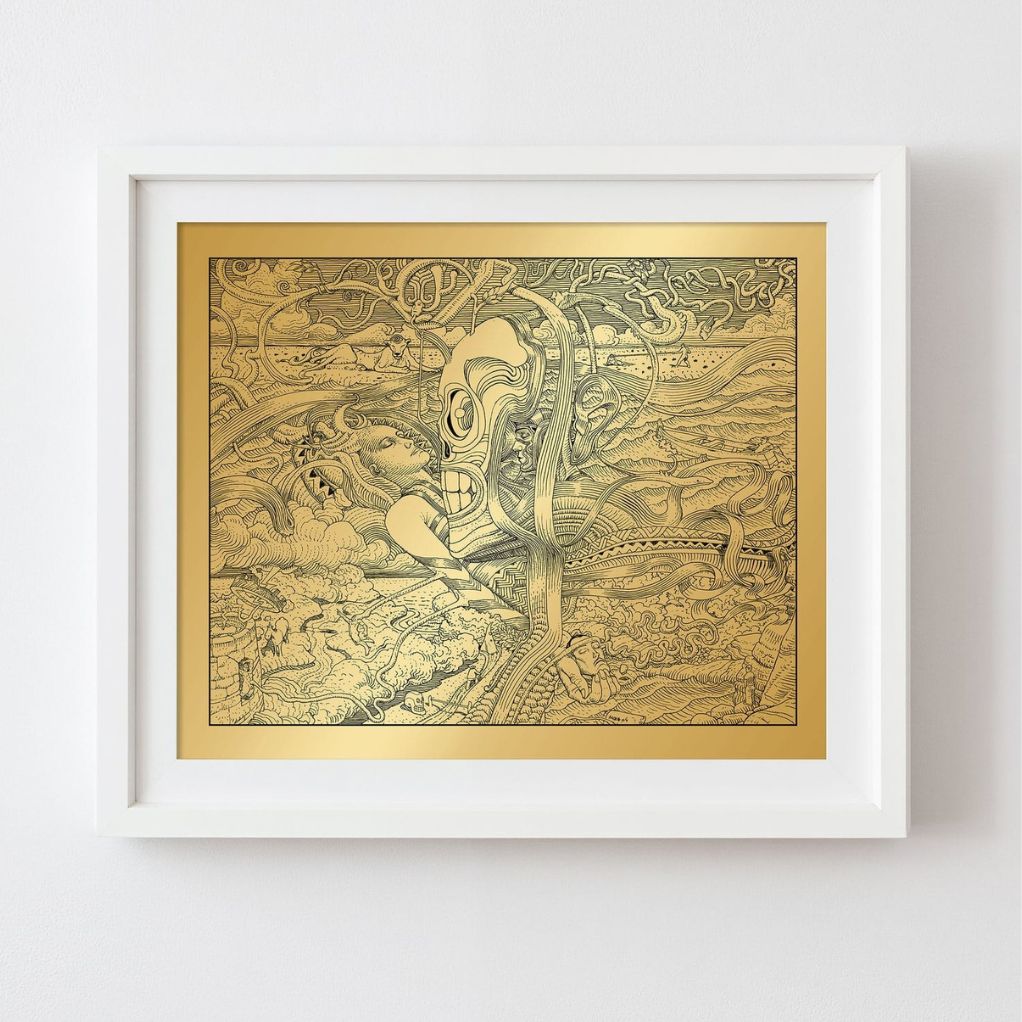 Sérigraphie - Le rêve du Major (Crâne) - Version Gold - secondaire-1