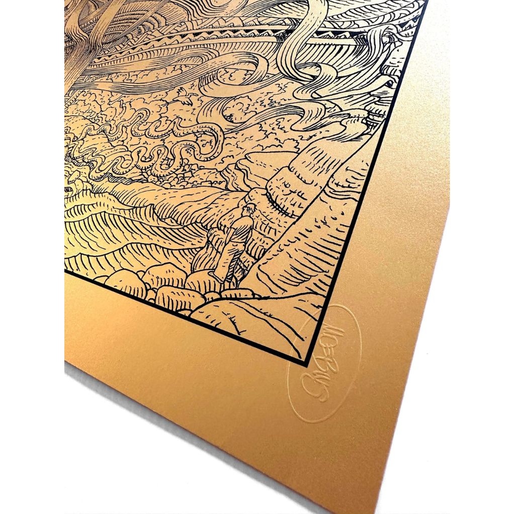 Sérigraphie - Le rêve du Major (Crâne) - Version Gold - secondaire-4