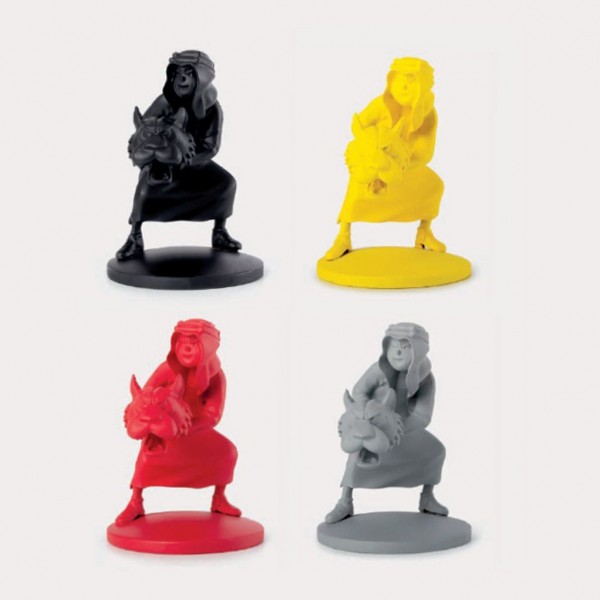 Abdallah tiger face figurine + 4 other monochrome figurines