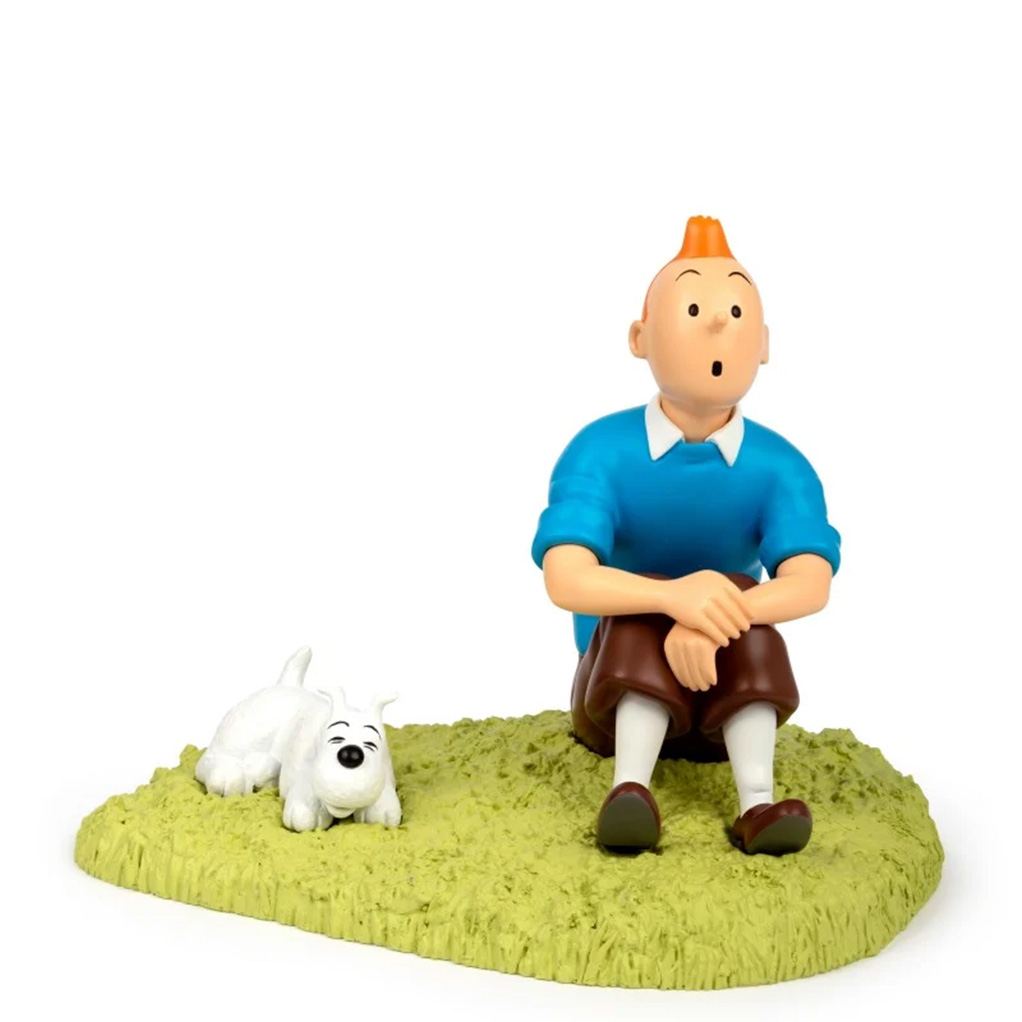 Figurine, Tintin assis dans l'herbe, l'Île noire - secondaire-1