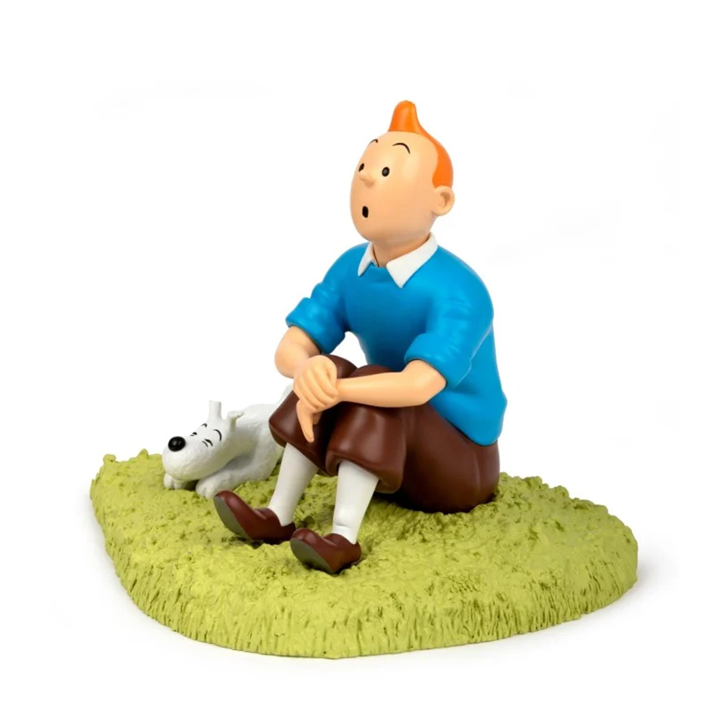 Figurine, Tintin assis dans l'herbe, l'Île noire - secondaire-2