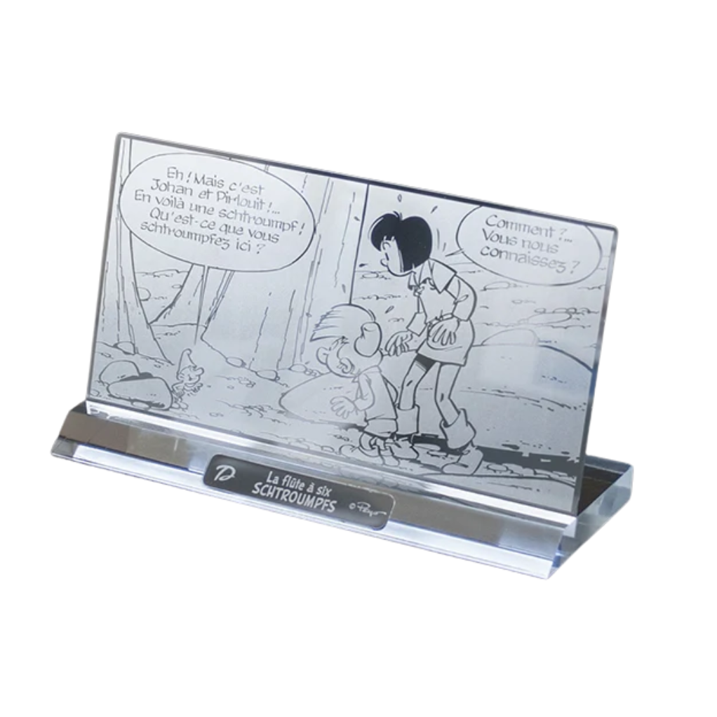 Plaque émaillée - Johan et Pirlouit - La Flûte à Six Schtroumpfs - secondaire-1