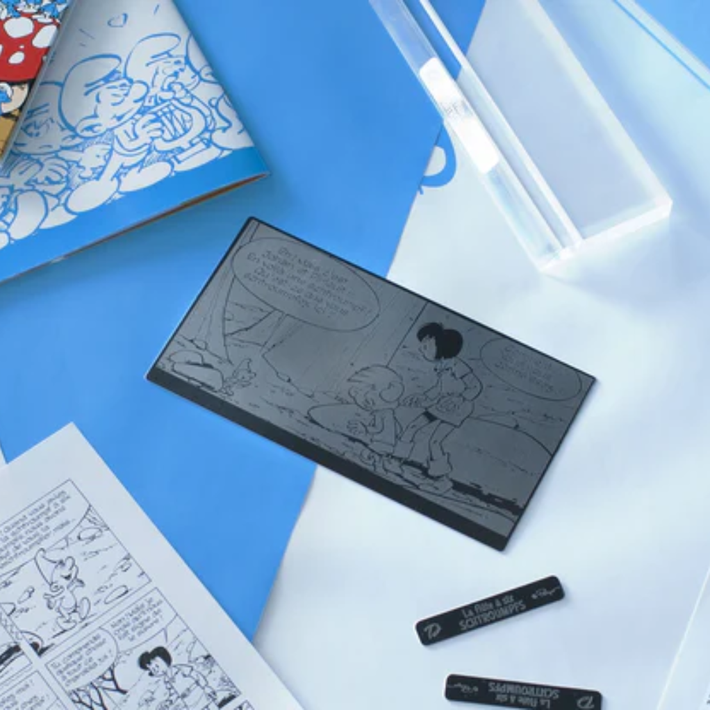 Plaque émaillée - Johan et Pirlouit - La Flûte à Six Schtroumpfs - secondaire-2