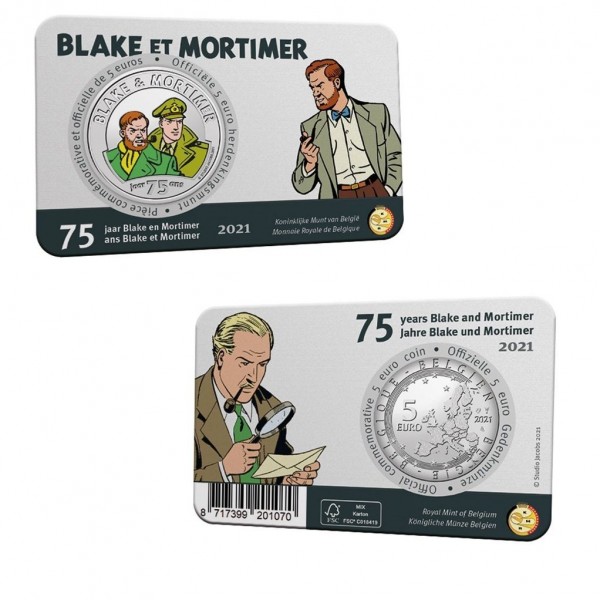 Commemorative coin 5 euros 75th anniversary Blake & Mortimer Color