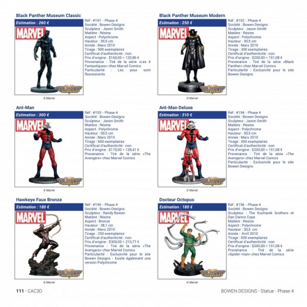 CAC3D - Encyclopédie des figurines de collection, Marvel Comics Universe