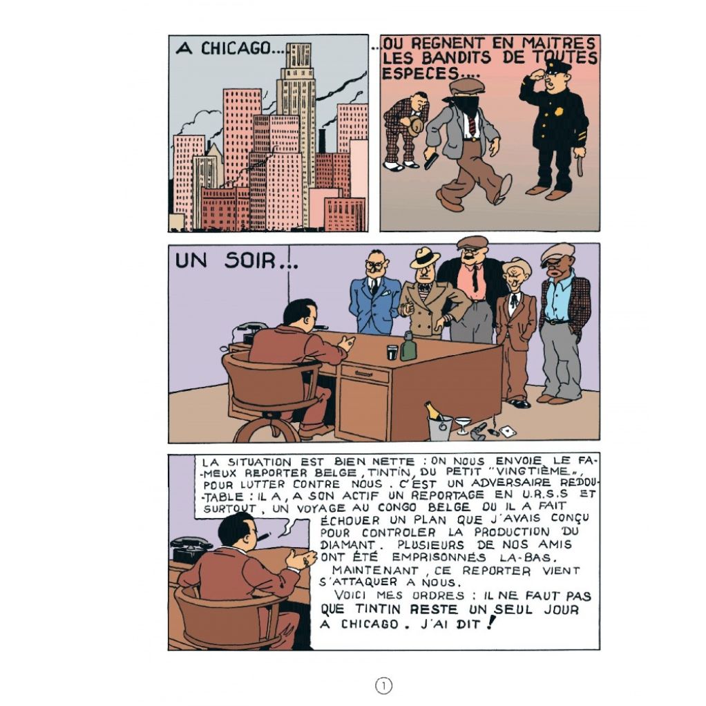 Album Tintin en Amérique colorisé - Couverture Le feu de camp - secondaire-1