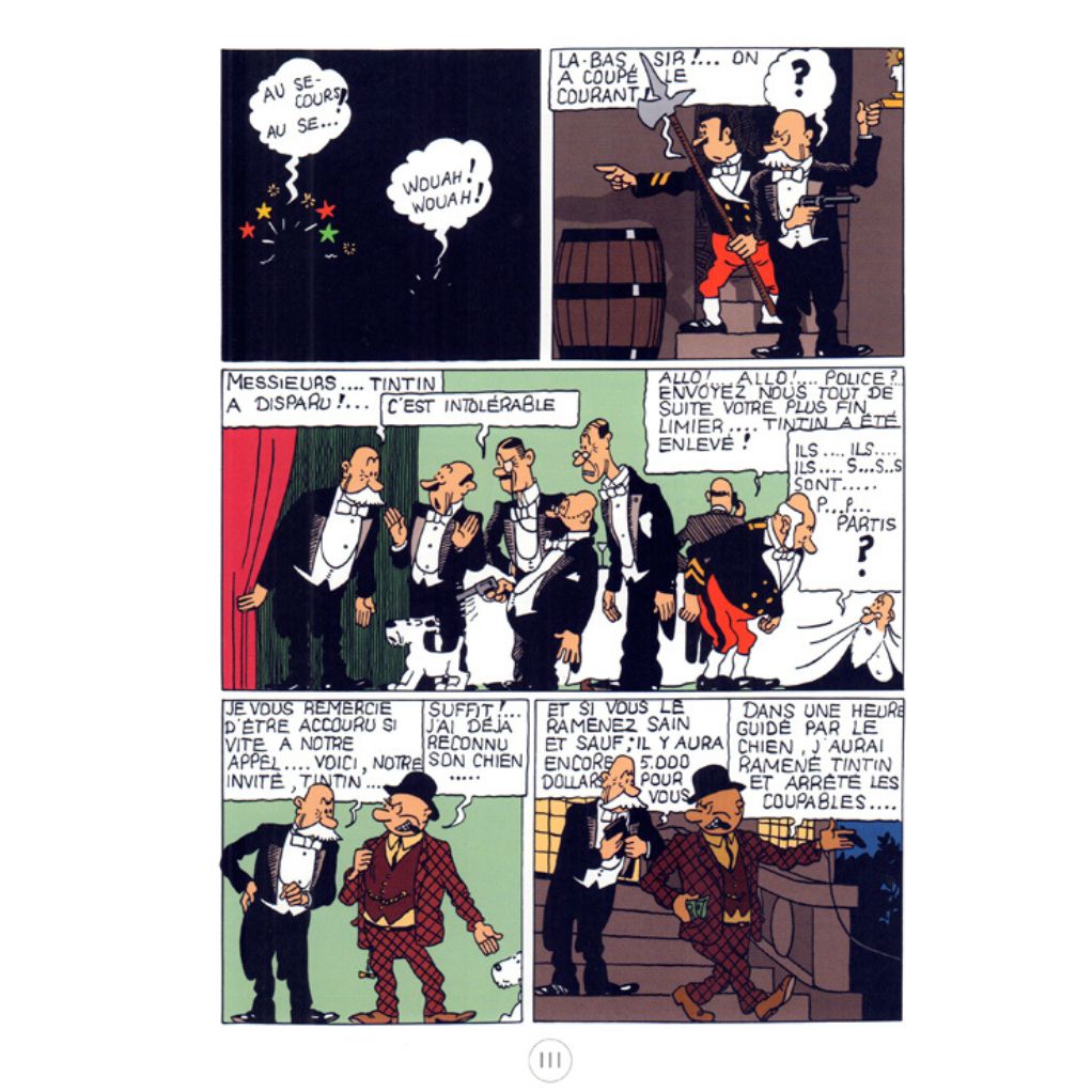 Album Tintin en Amérique colorisé - Couverture Le feu de camp - secondaire-2