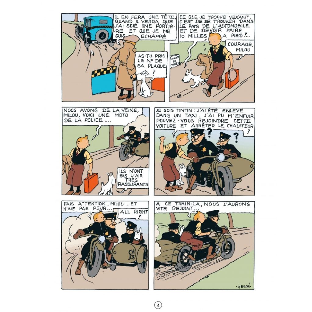 Album Tintin en Amérique colorisé - Couverture Le feu de camp - secondaire-3