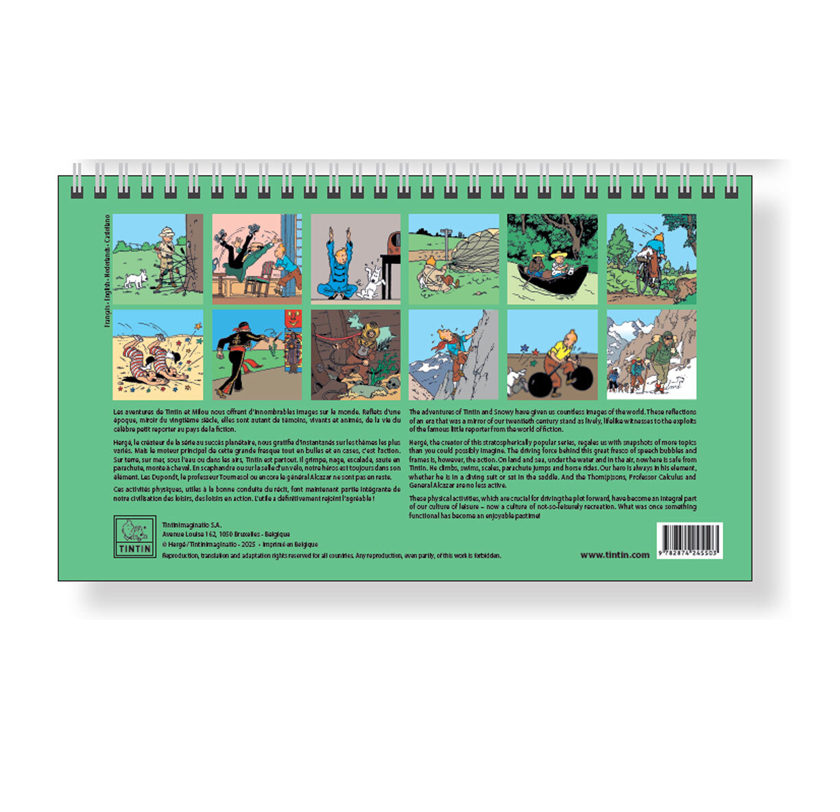 Calendrier de bureau à poser Tintin - 2026 - secondaire-1